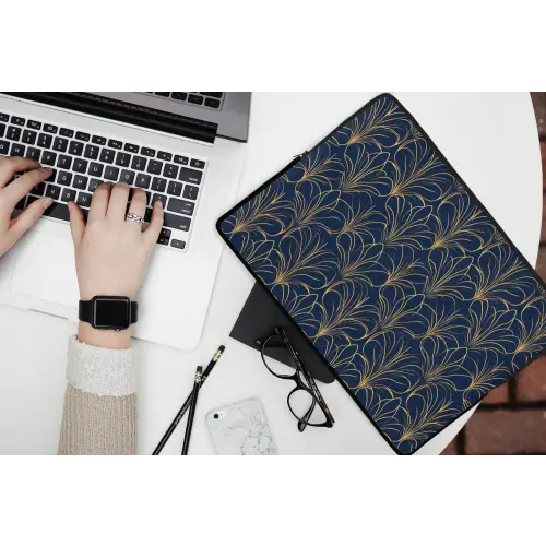 Deco - Waaier - Blauw laptophoes neopreen klein 279 -bureau