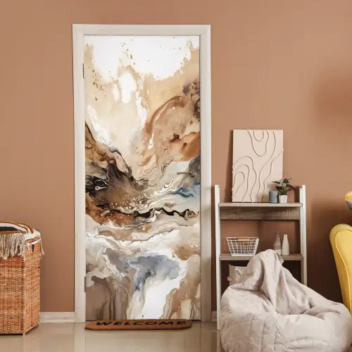 Abstract - Kunst - Verf - Beige - Modern deurposter klein -sfeer1