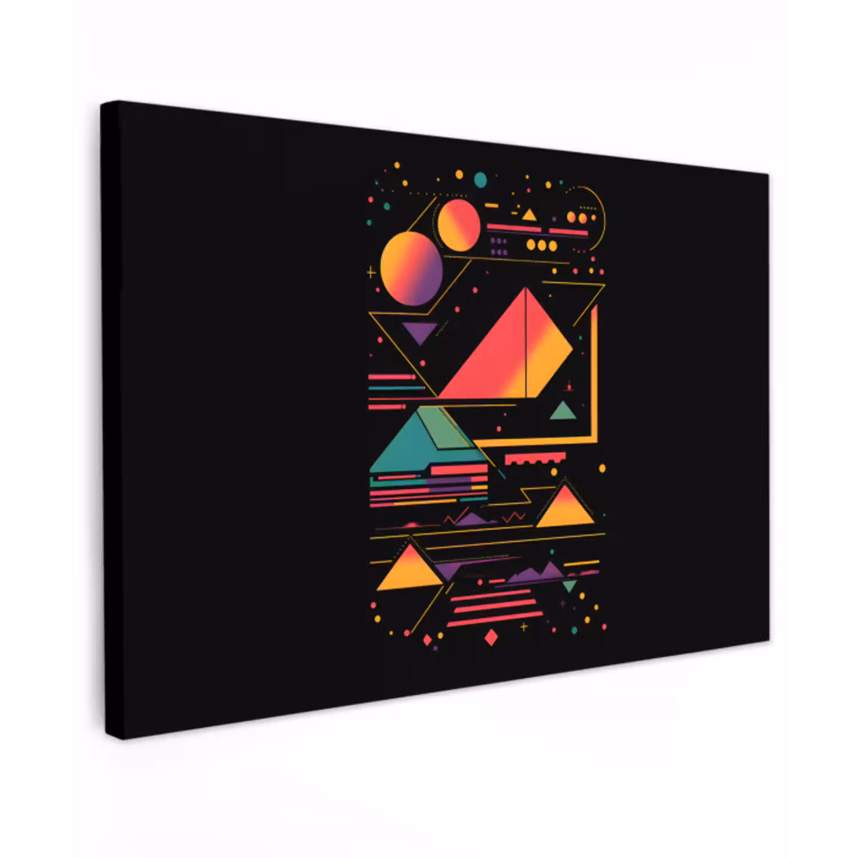 Piramides - Cirkels - Neonkleuren - Geometrisch canvas 2cm klein -z3d