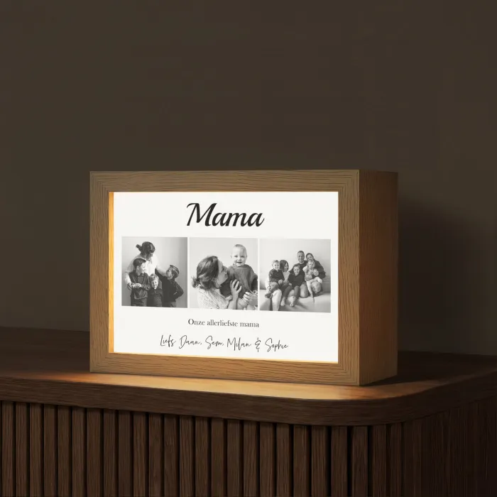 Mama - Fotocollage - 3 Foto's Light Box met kabel (Tafellamp) klein -z3d_website
