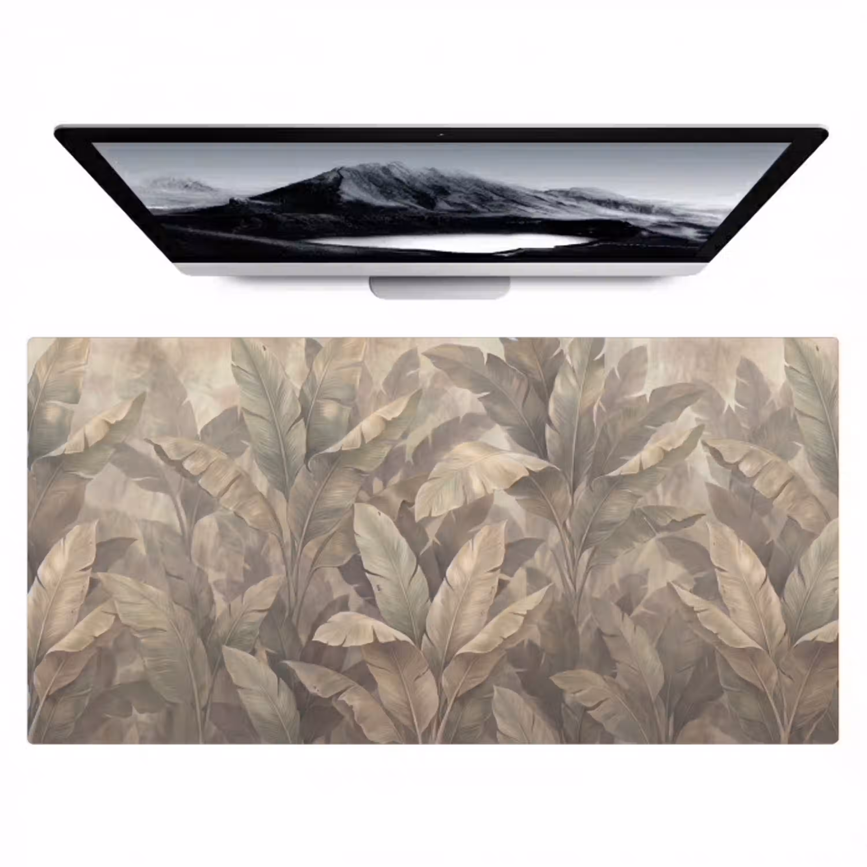 Bladeren - Tropisch - Natuur - Modern - Beige Muismat XXL klein -zzz3d