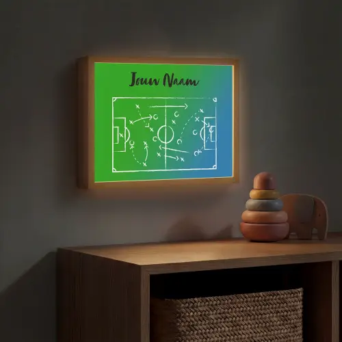 Voetbal - Tactiek - Spel - Groen - Blauw Light Box met batterij (Wandlamp kind) middel -sfeer5_kind