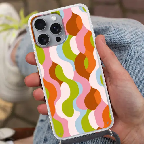 Abstract - Vormen - Roze Hoesje iPhone 16 Pro Max met koord klein -sfeer3