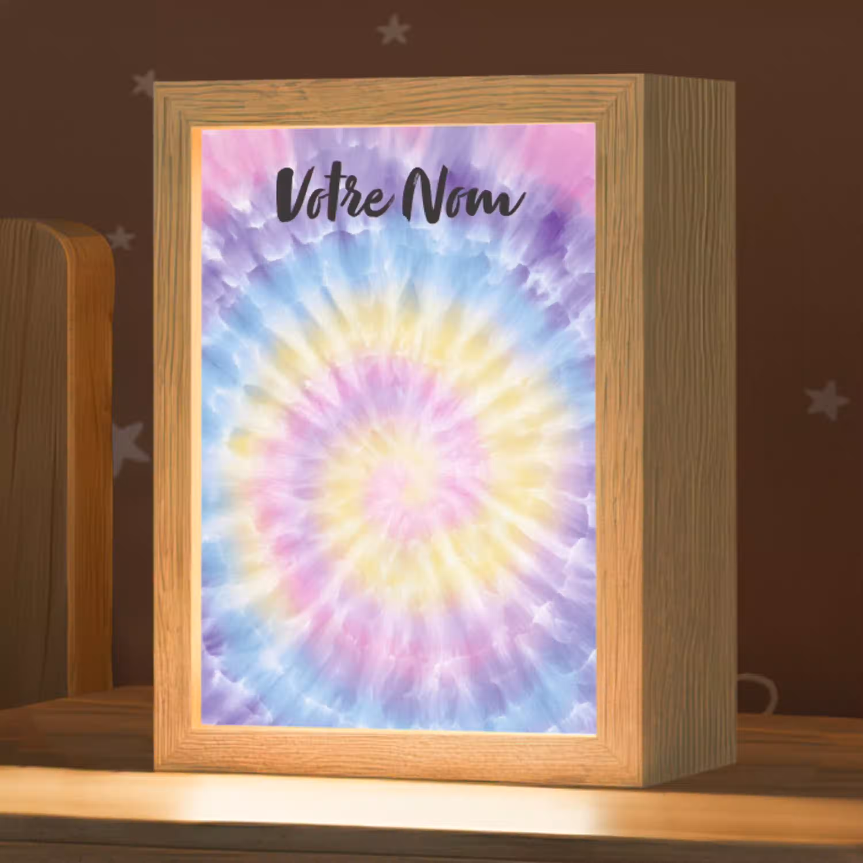 Tie Dye - Klassiek - Pasteltinten Light Box met kabel (Kinderlampje) klein -zzz_3d_website