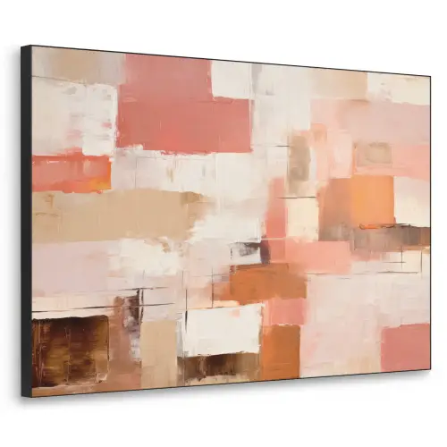 Kunst - Roze - Abstract Textielframe - compleet frame klein -3d