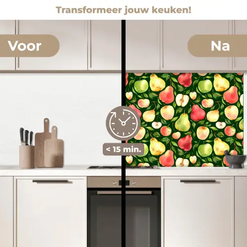 Appels - Peren - Fruit - Groen keuken achterwand 2 middel 871 -voor-na2_NL