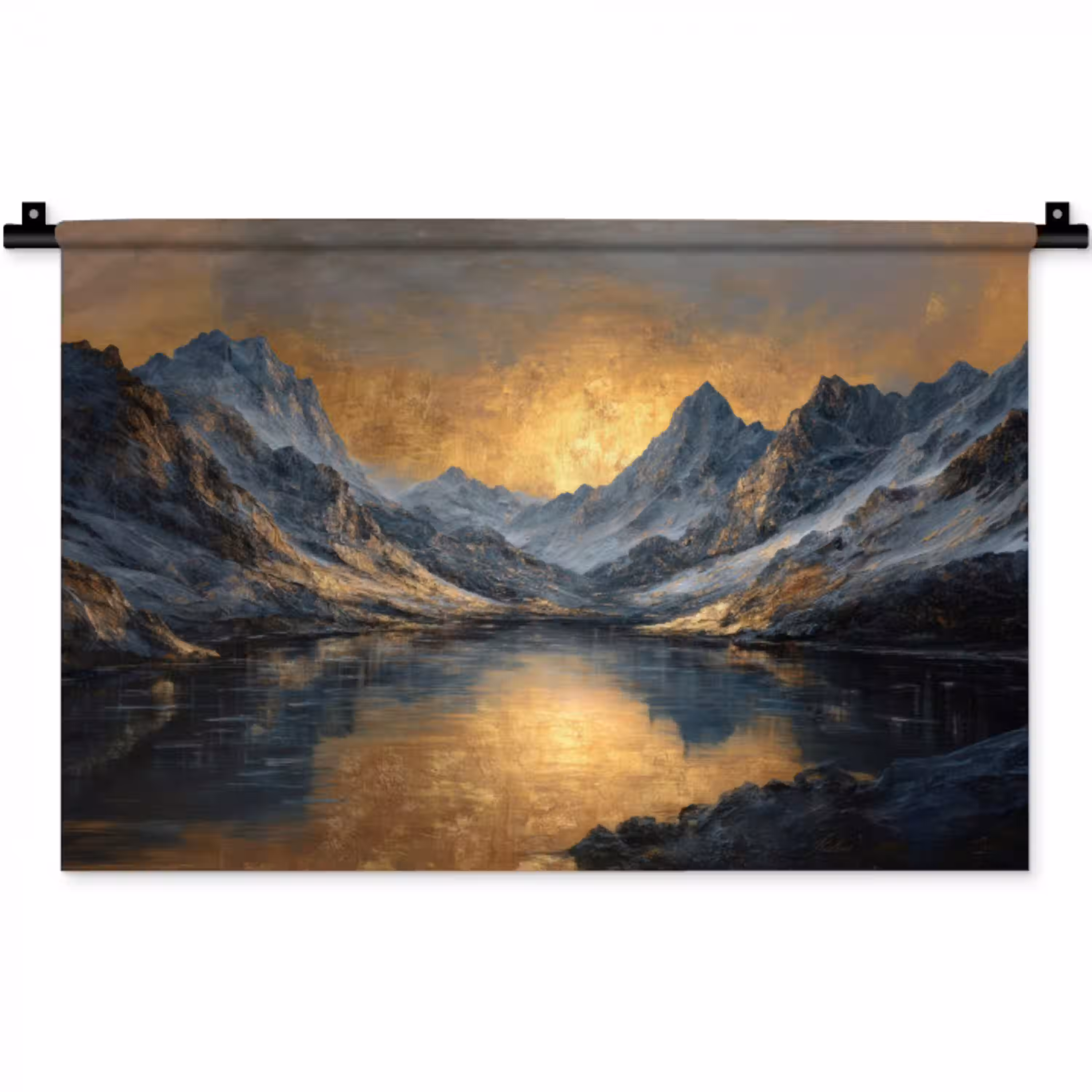 Berglandschap met Gouden Zonsondergang Wandkleed katoen klein -zz3d