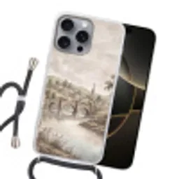 Dorp - Brug - Uitzicht - Groen Hoesje iPhone 16 Pro Max met koord klein -sfeer1