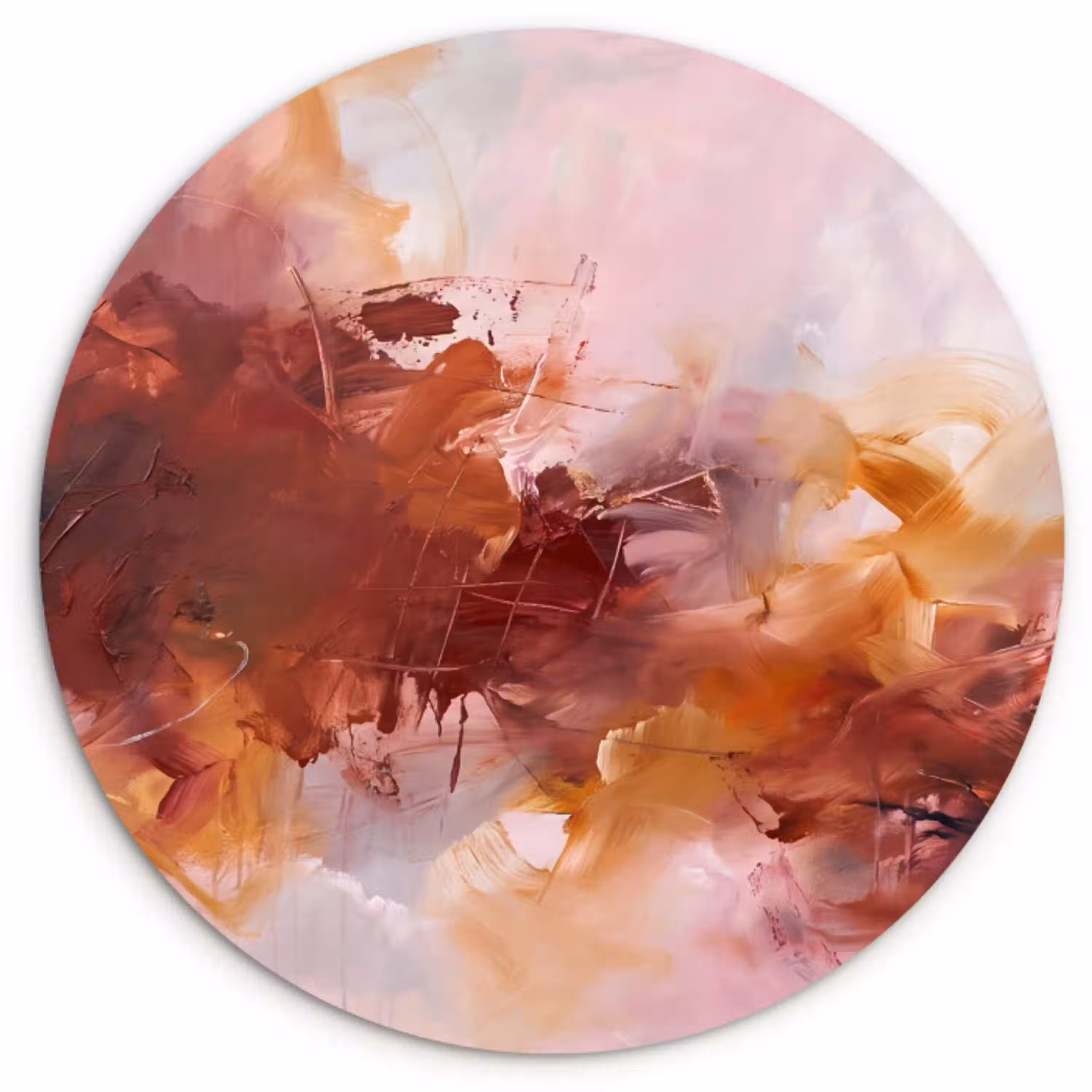 Abstract - Kleurrijk - Kunst - Modern - Roze-Rood Wandcirkel kunststof plaat 5mm dik klein -3d