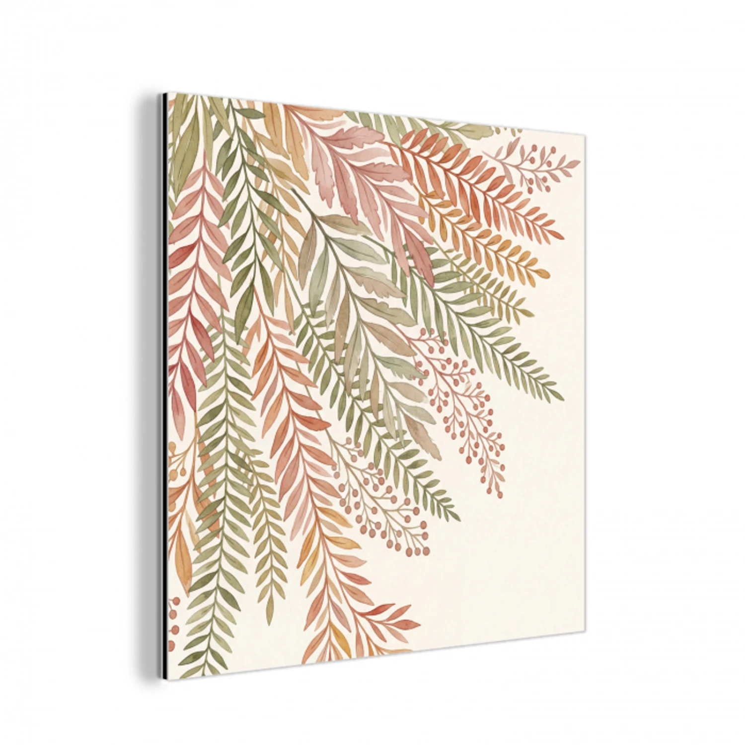 Botanisch - Aquarel - Kleurrijk aluminium wit klein -3d