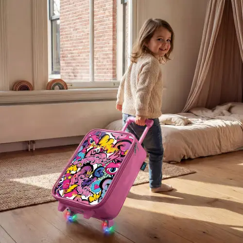 Girly graffiti Kinderkoffer - Roze klein -sfeer1