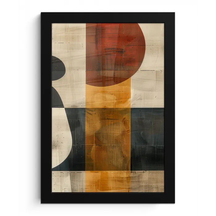 Modern - Kunst - Beige - Industrieel fotolijst zwart zonder passe partout klein -3d