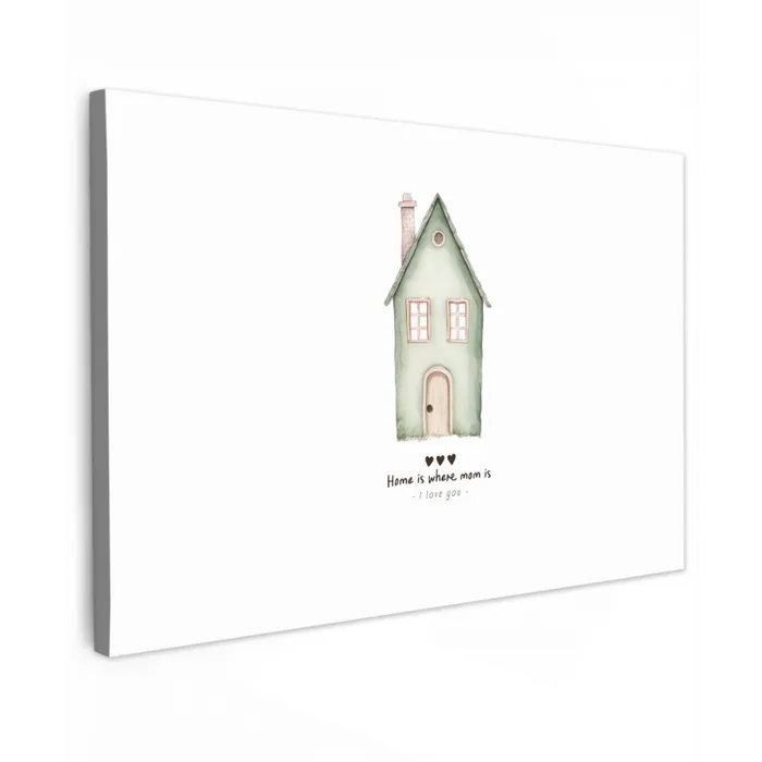 Huisje - Groen - Tekst - Liefdevol canvas 2cm klein -z3d
