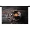 Kop - Koffie - Hout - Bonen Wandkleed katoen klein -zz3d