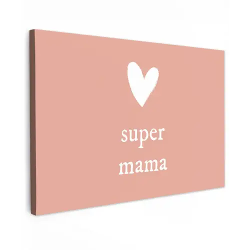 Presentje voor Moederdag super mama lichtroze/wit canvas 2cm klein -z3d