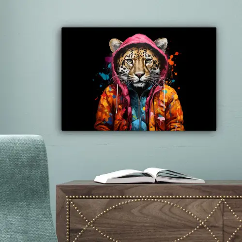 Graffiti - Luipaard - Zwart - Jas canvas 2cm klein -sfeer4