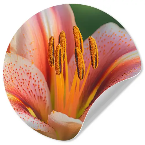 Lelie - Close up - Lichtroze Wandcirkel behangsticker klein -3d