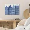 Aquarel - Grachtenpanden - Delfts - Blauw PET vilt klein -sfeer3