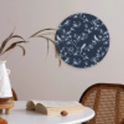 Grafisch - Bloesemtak - Blauw Akoestische PET Vilt - Rond klein 838 -sfeer3