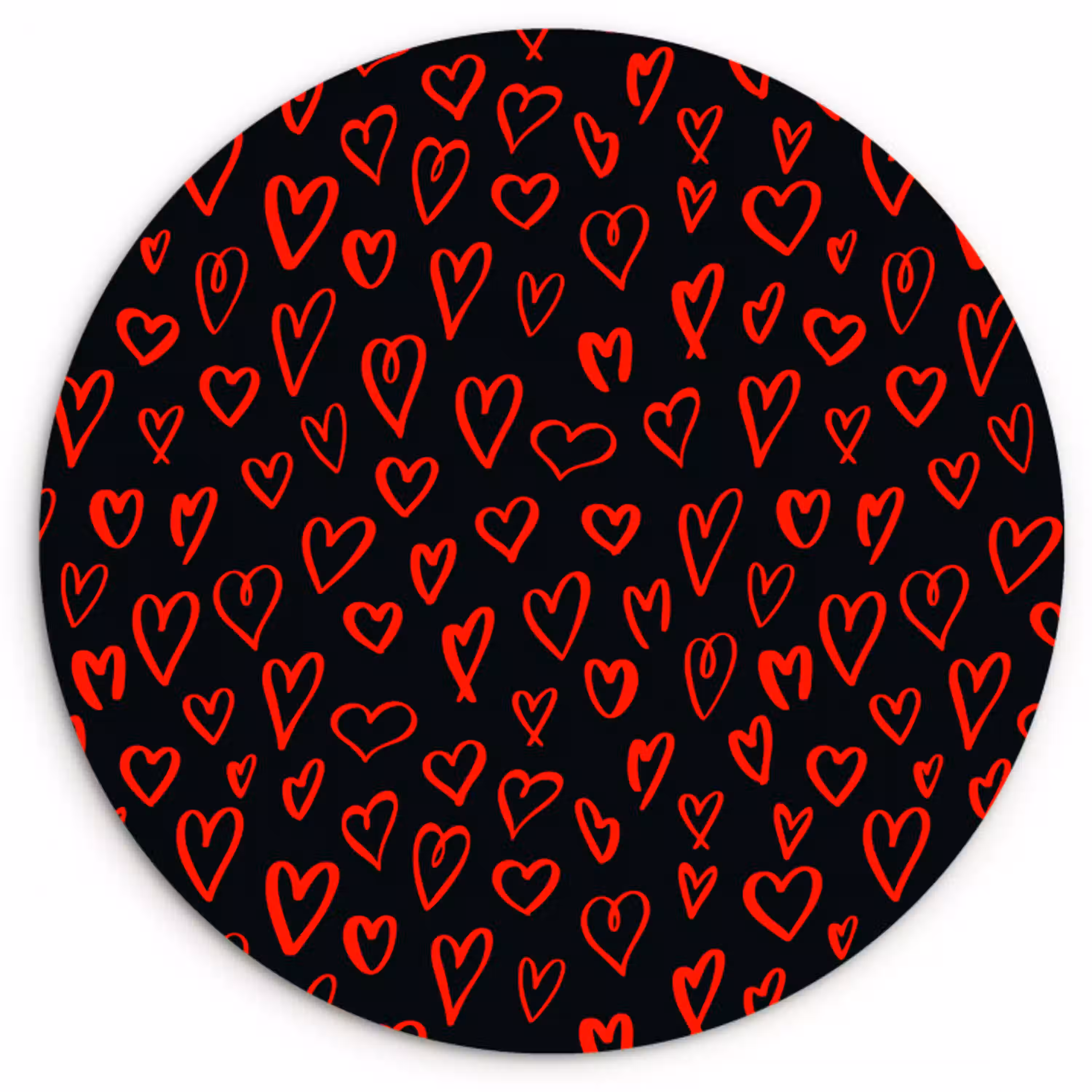 Zwart - Harten - Rood Wandcirkel plexiglas klein 852 -3d