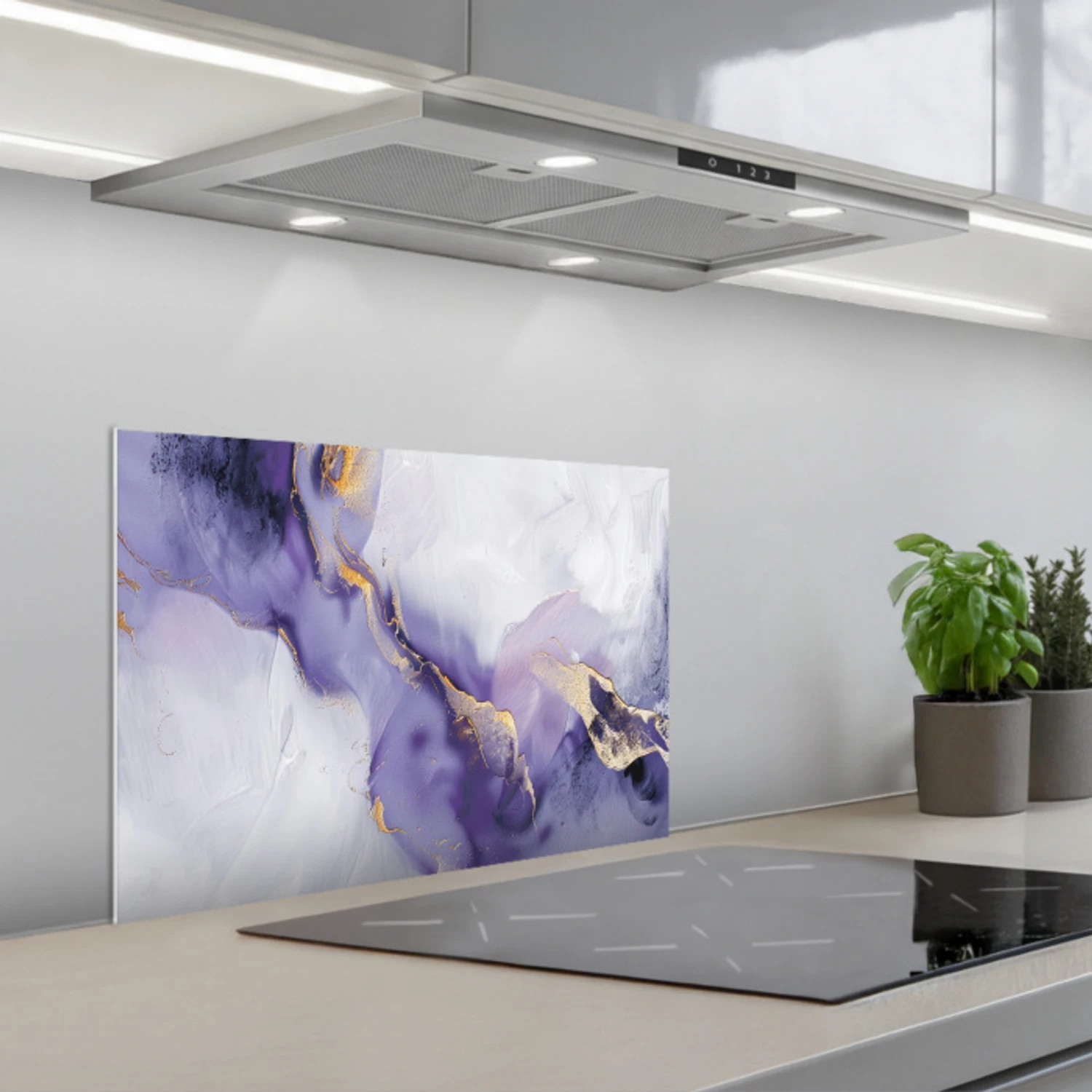 Paars - Modern - Marmer - Abstract keuken achterwand spatscherm klein -3d_schuin