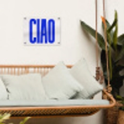 Ciao - Hoofdletters - Blauw - Minimalistisch tuinposter los doek klein -sfeer7