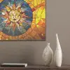 Mozaïek - Zon - Geel - Cirkel PET vilt klein -sfeer6_closeup