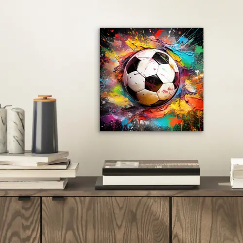 Voetbal - Verf - Kleuren - Zwart - Wit aluminium wit klein -sfeer1