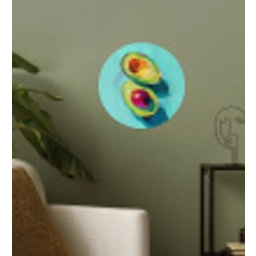 Avocado - Groen - Pit - Schaduw Wandcirkel behangsticker klein -sfeer2