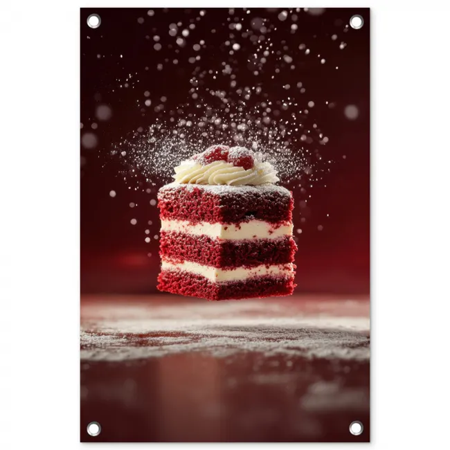 Rode - Velvet - Taart - Eten tuinposter los doek klein -3d