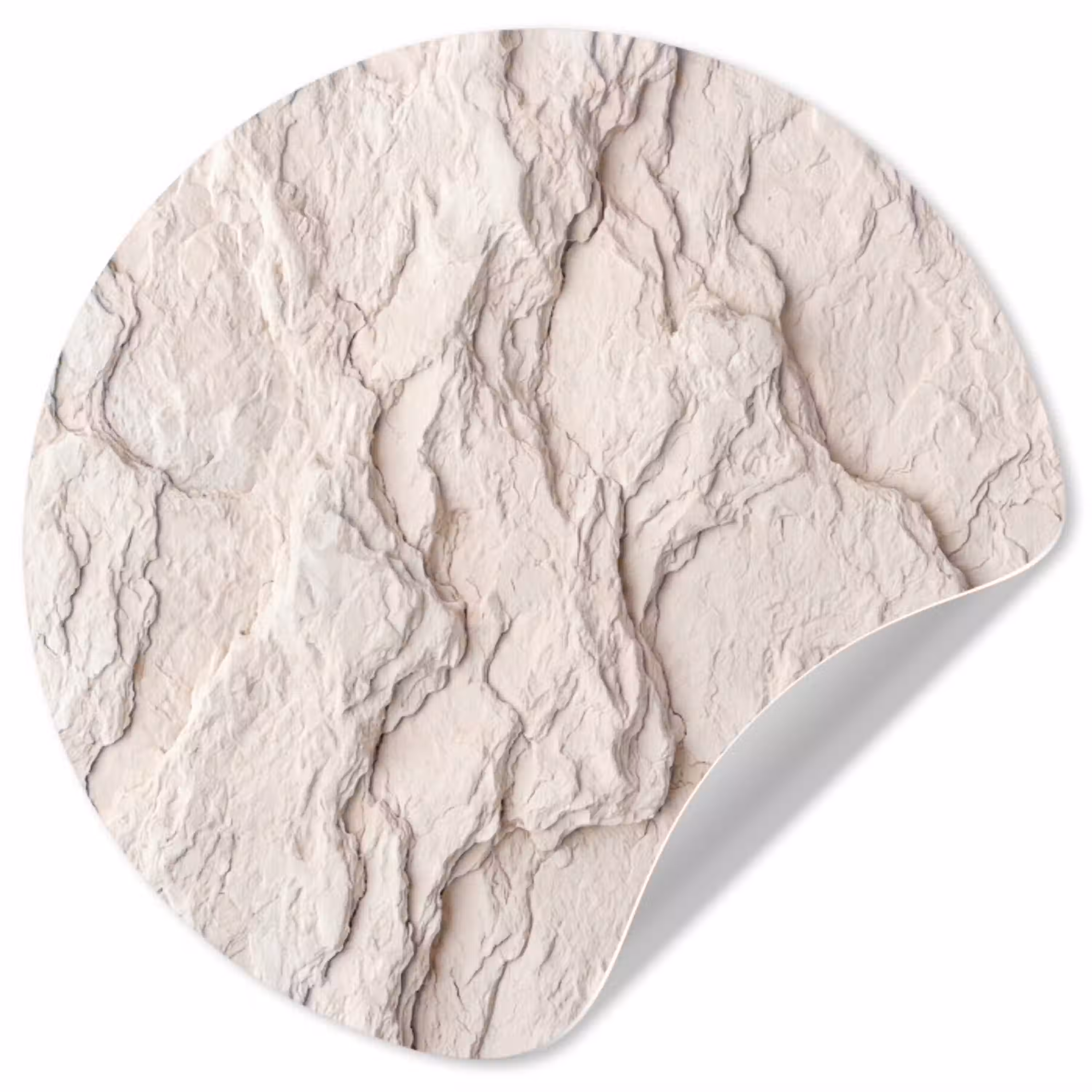 Rots - Structuur - Natuur - Beige - Abstract Wandcirkel behangsticker klein -3d