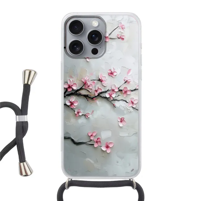 Telefoonhoesje met koord - Bloesem - Kunstzinnig - Roze - Sakura