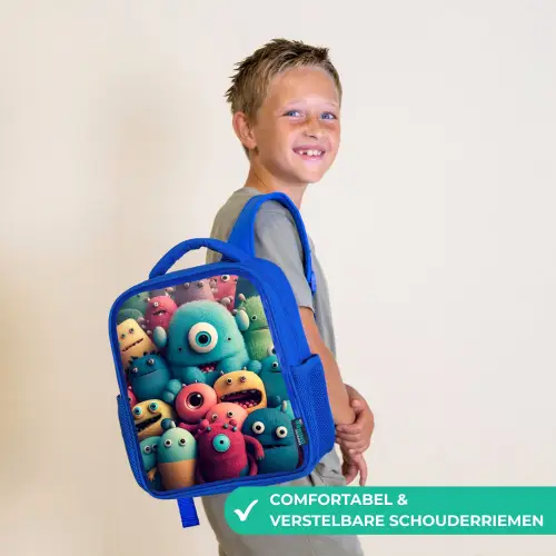Monster Menigte Kinderrugzak - Blauw middel -sfeer3_NL