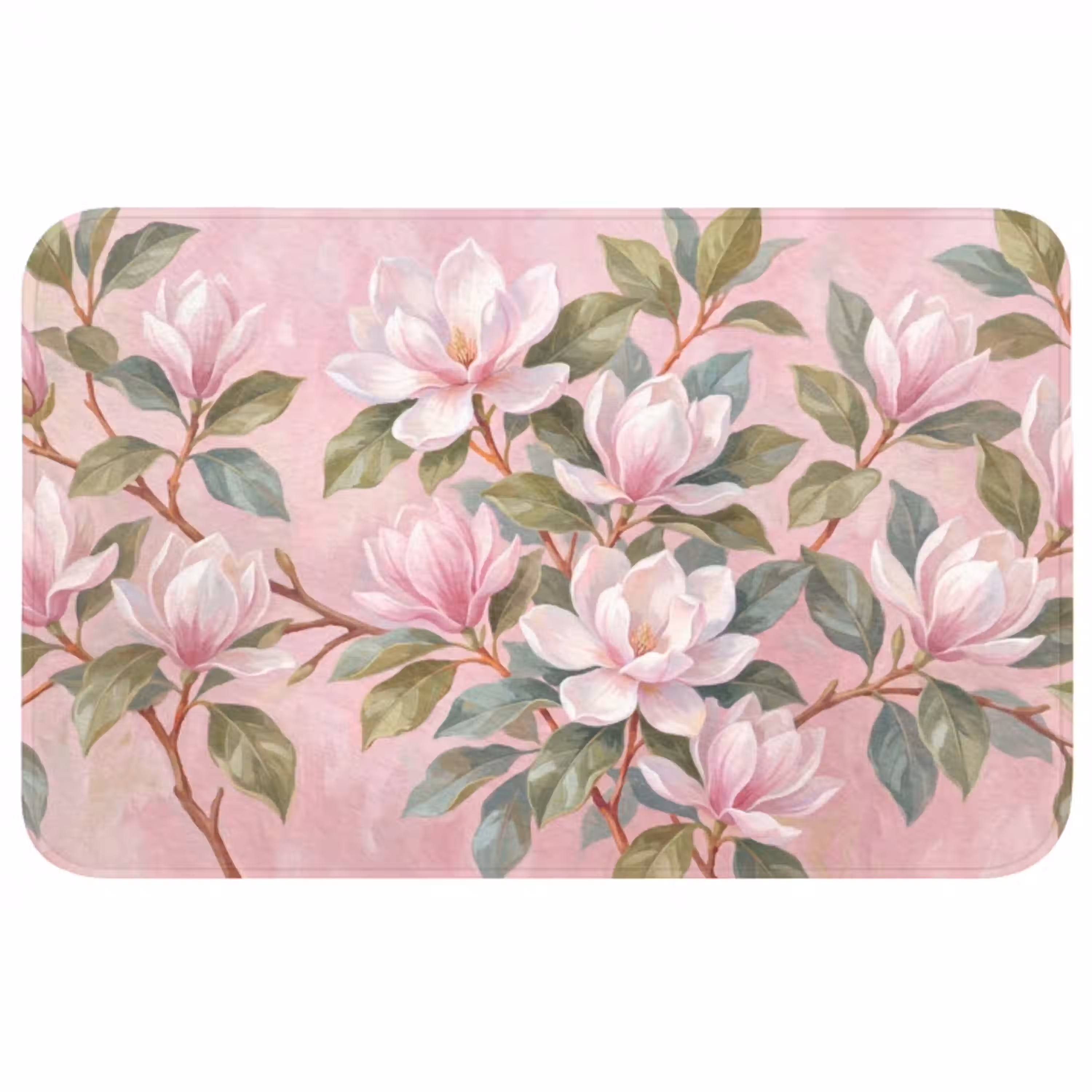 Magnolia's - Patroon - Roze Badmat middel -3d