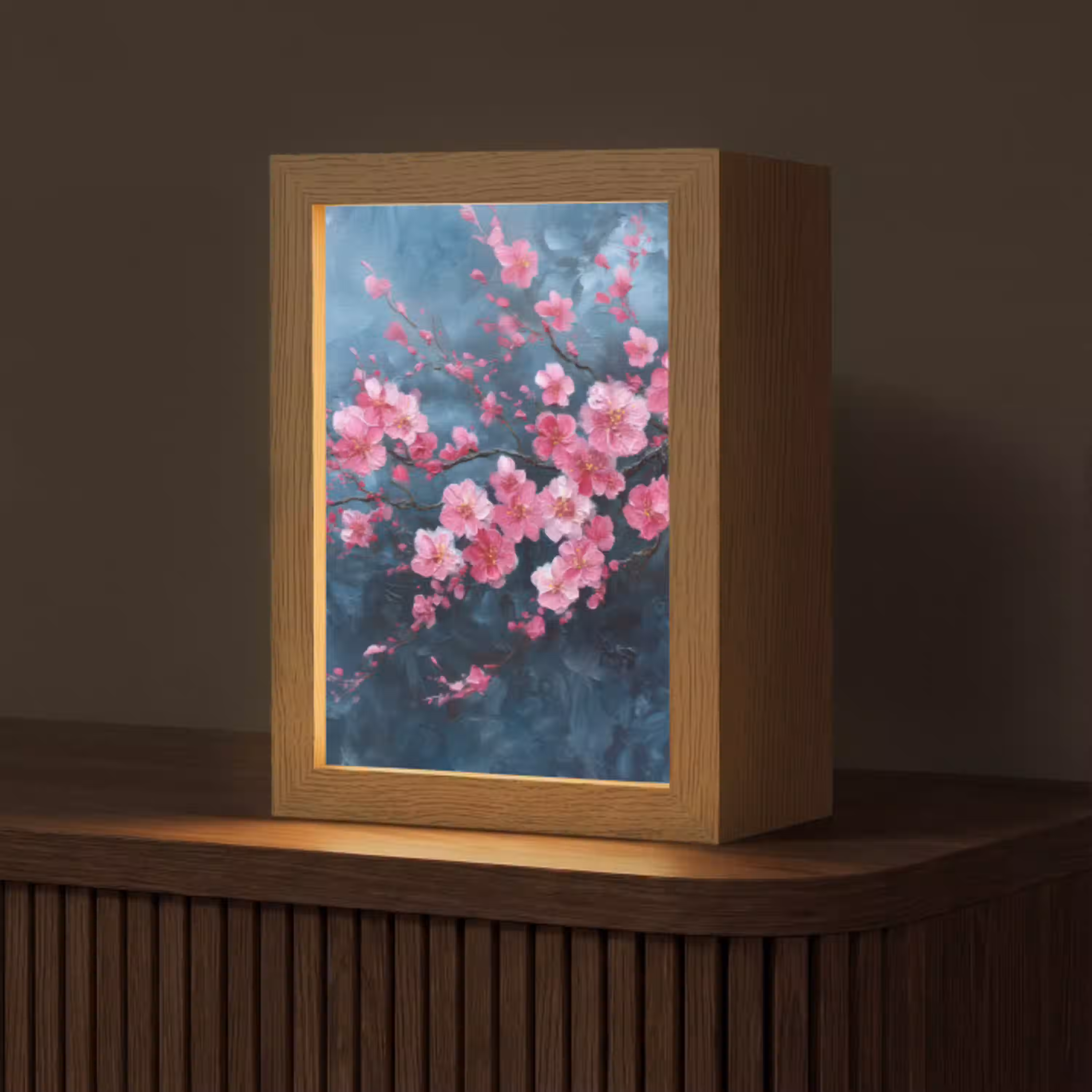 Bloem - Bloesems - Roze - Abstract Light Box met kabel (Tafellamp) klein -z3d_website