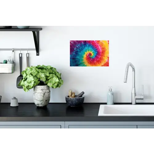 Regenboog - Tie dye - Kleurrijk - Blauw Muursticker klein -keuken