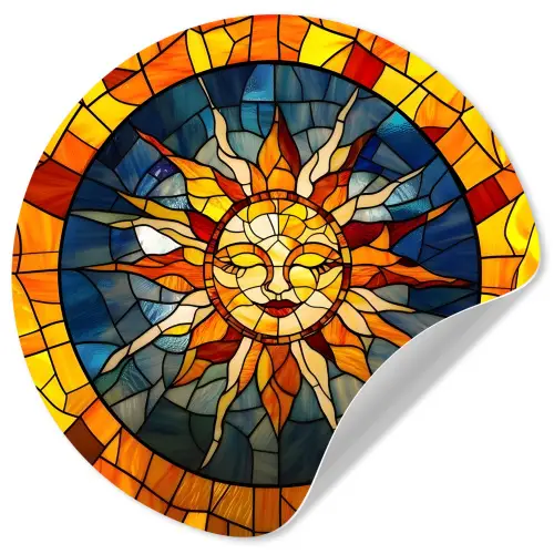 Mozaïek - Zon - Geel - Cirkel Wandcirkel behangsticker klein -3d