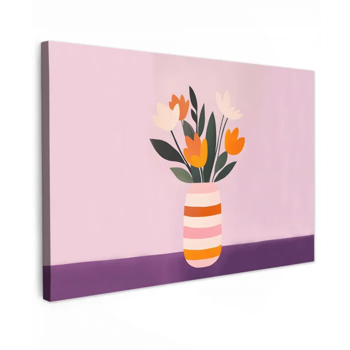 Tulpen - Vaas - Strepen - Paars Tuinposter op houten frame 2 cm dik klein -3d