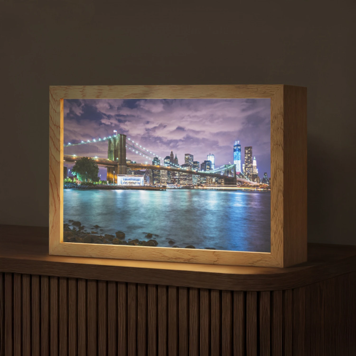 New York - Skyline - Stad - Kleuren Light Box met kabel (Tafellamp) klein -z3d_website