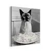 Kat - Siamees - Zwart Wit - Schattig - Dieren aluminium wit klein -3d