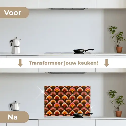 Patroon - Retro - Kleurrijk keuken achterwand spatscherm klein 900 -voor_na_NL