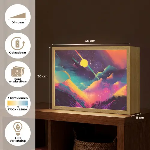 Sterren - Bergen - Kleurrijk Light Box met batterij (Wandlamp) middel -USP_websiteoverzichtNL
