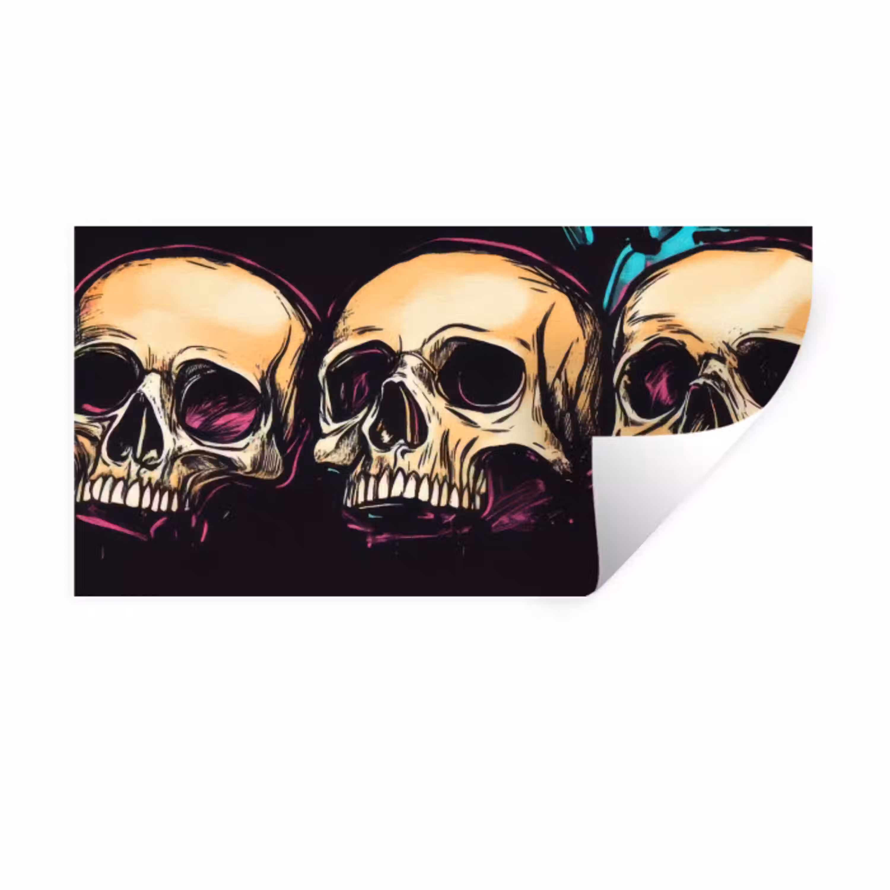 Schedels - Graffiti - Neon Muursticker klein -3d