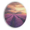 Lavendelveld - Zonsondergang - Paars Akoestische PET Vilt - Rond klein -3d
