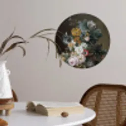 Stilleven met bloemen - Schilderij van Eelke Jelles Eelkema Wandcirkel behangsticker klein -sfeer3