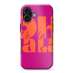 Oh la la - Roze - Oranje - Gestapelde letters Toughcase MagSafe Apple iPhone 17 klein -3d