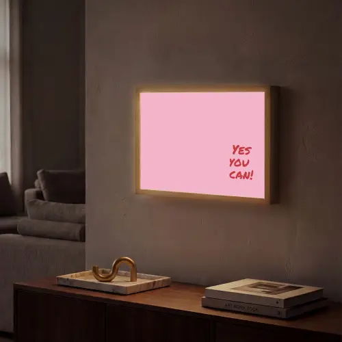 Yes you can do it - Rood - Roze Light Box met batterij (Wandlamp) middel -sfeer1