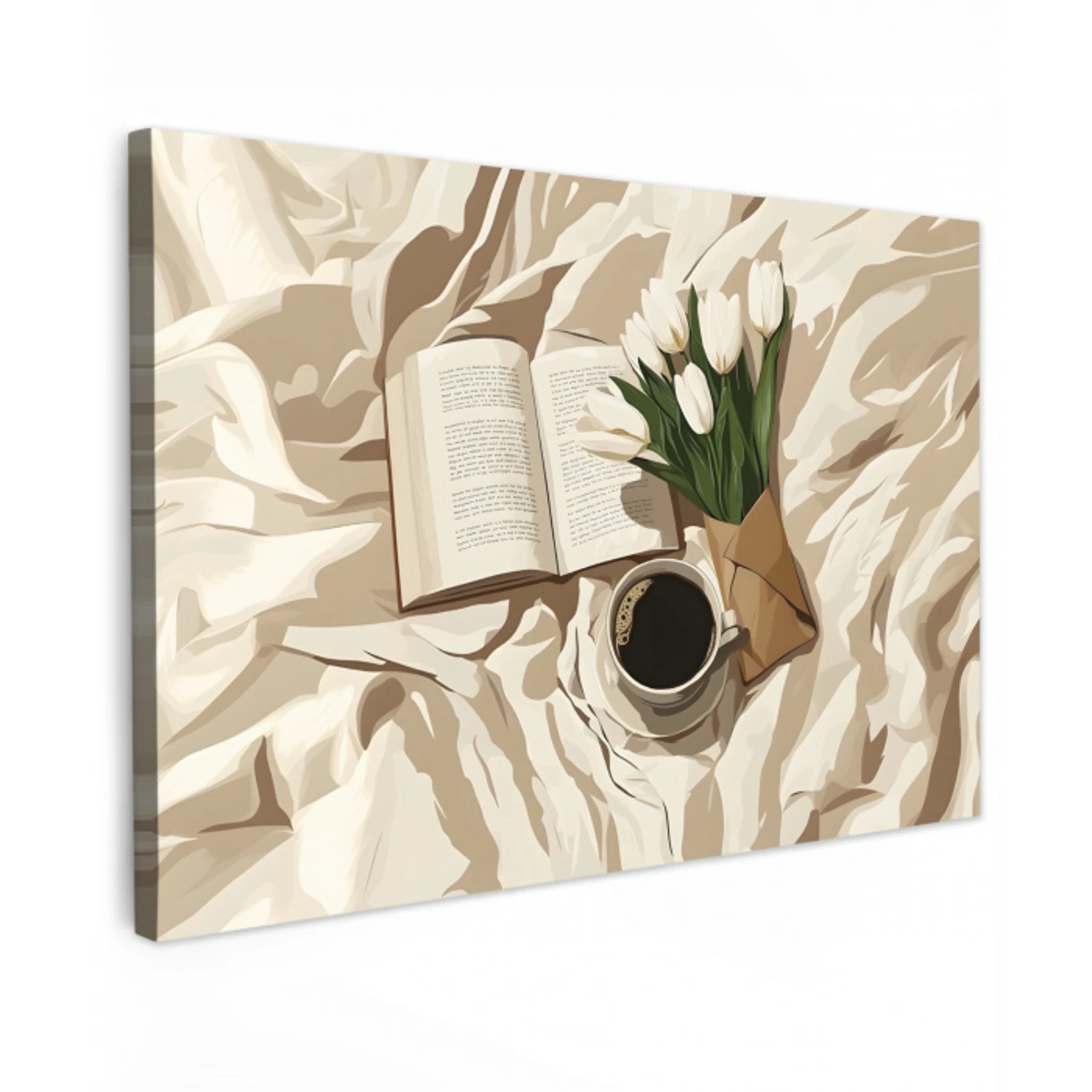 Boek - Illustratie - Tulpen - Koffie canvas 2cm klein -z3d