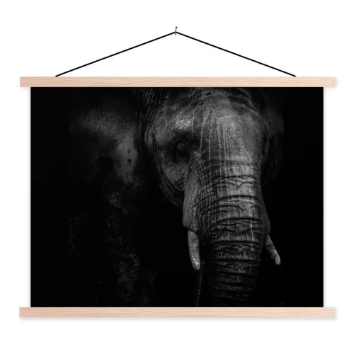 Olifant - Dier - Portret textielposter latten blank klein -3d