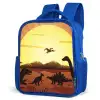 Dino - Zon - Natuur - Tekening - Kinderen - Jongens Kinderrugzak - Blauw middel -schuin